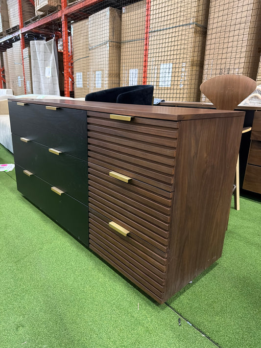 Georgio Wide Dresser - Walnut Veneer with Black Oak Veneer