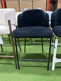 Angelo Counter Stool - Plush Velvet: Black, Black Base