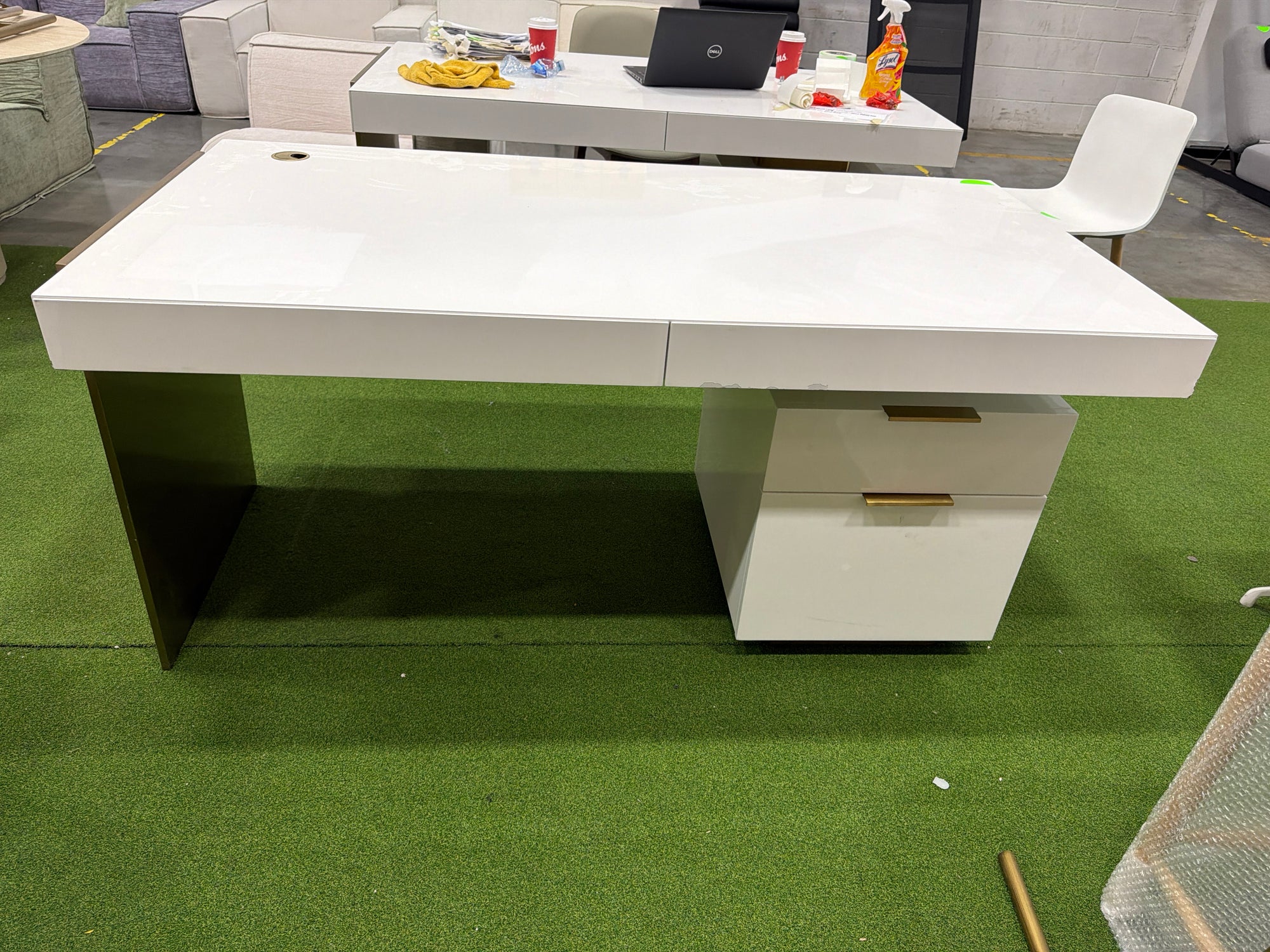 Arlo Desk - Glossy White Lacquer, 63"
