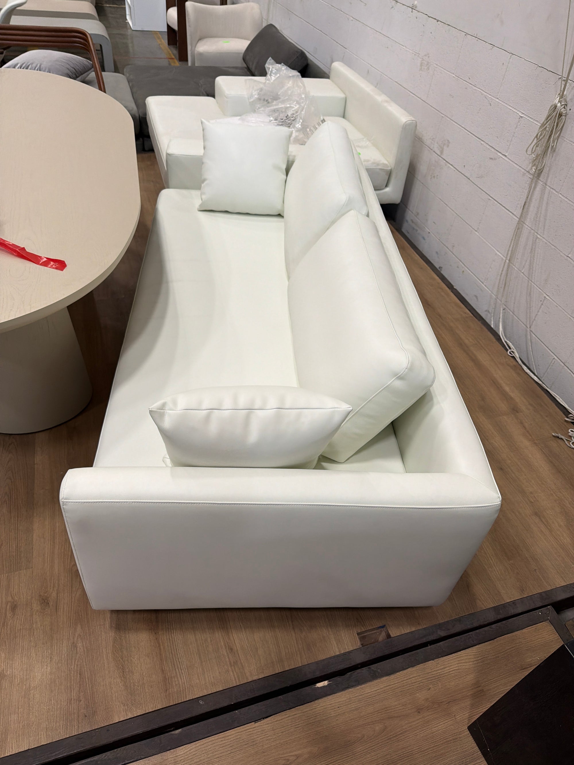 Dresden Left Arm Sofa - Microfiber Leather: Trento Eggshell