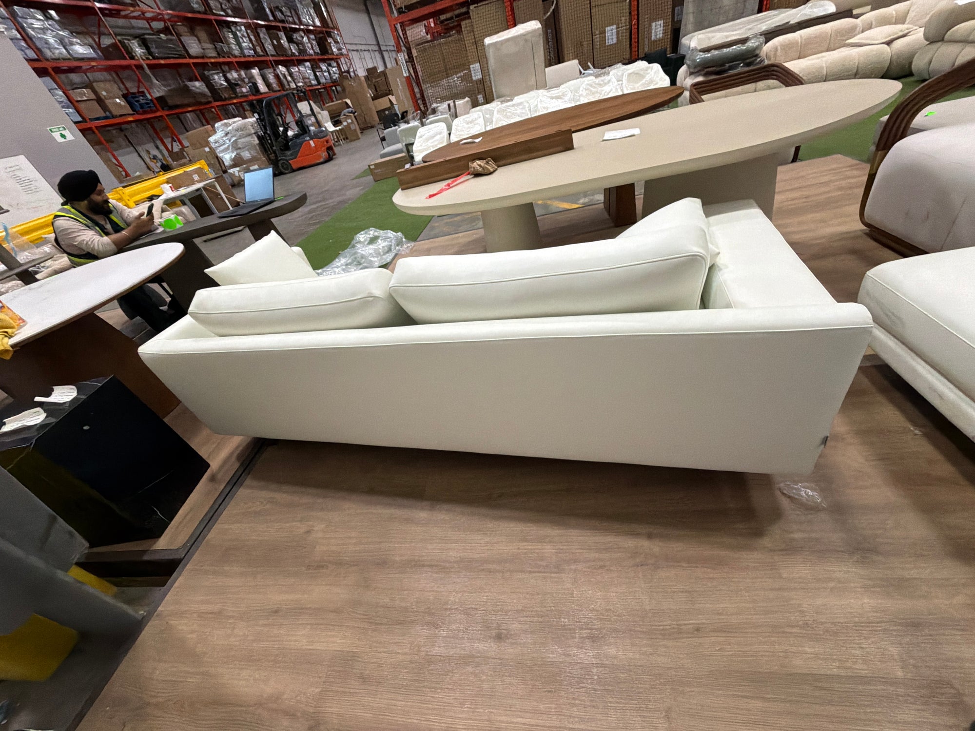 Dresden Left Arm Sofa - Microfiber Leather: Trento Eggshell