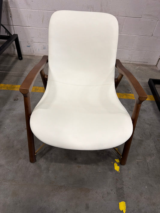 Aubrey Lounge Chair - Microfiber Leather: Trento Eggshell, Walnut Stain