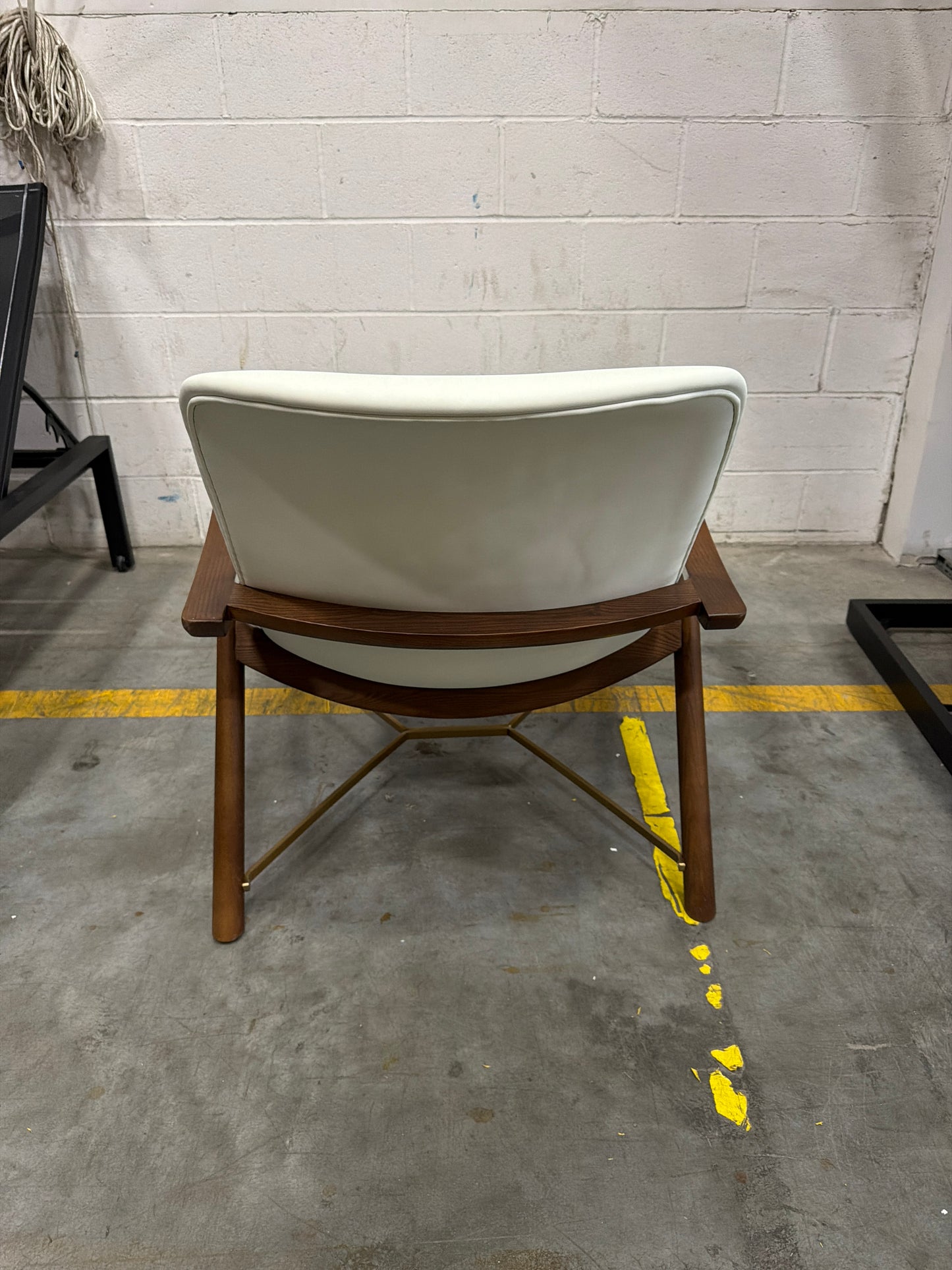 Aubrey Lounge Chair - Microfiber Leather: Trento Eggshell, Walnut Stain