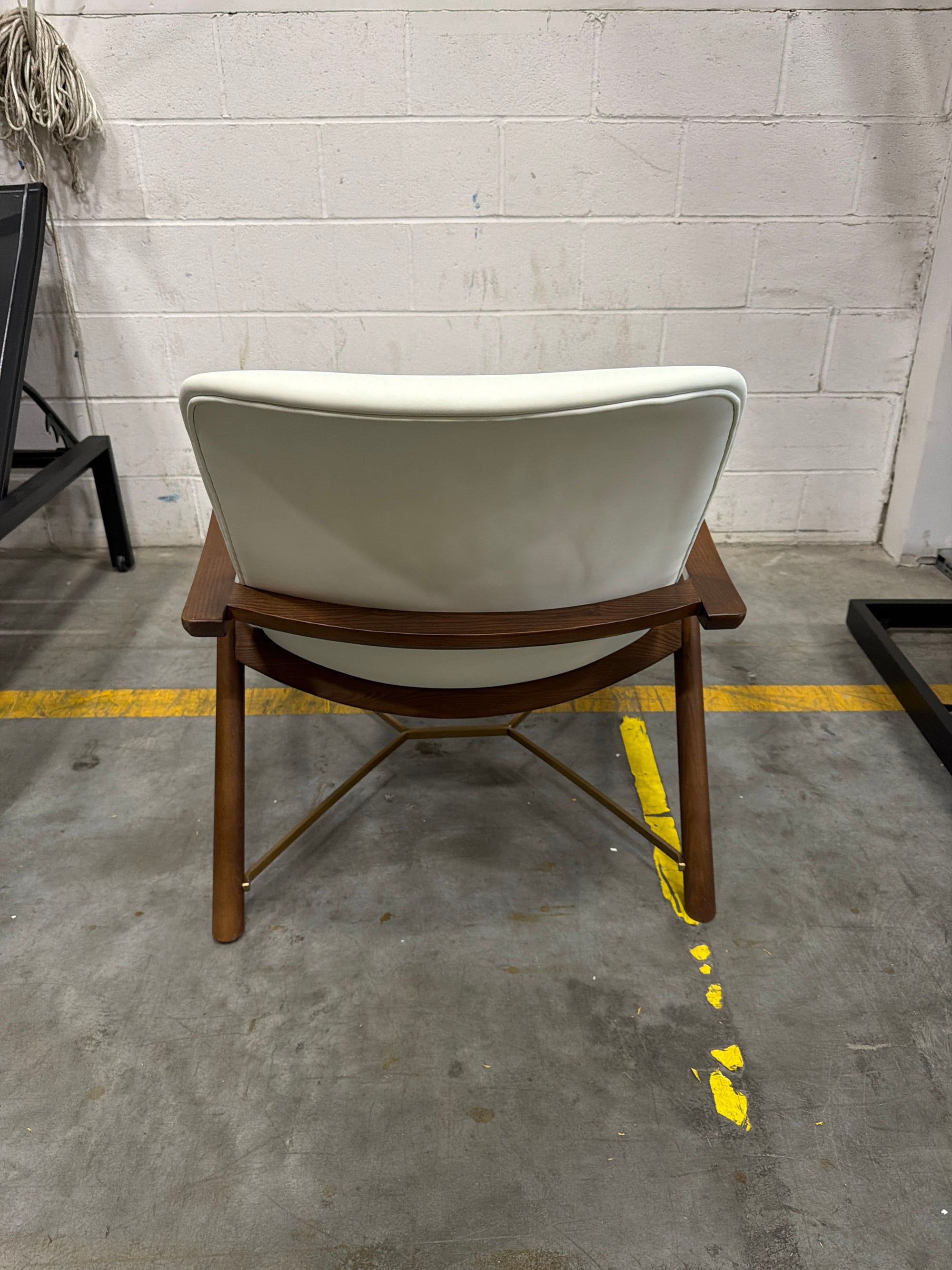 Aubrey Lounge Chair - Microfiber Leather: Trento Eggshell, Walnut Stain