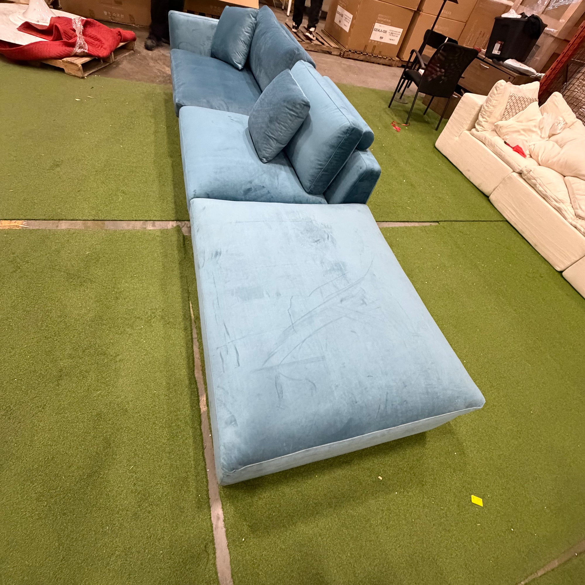 Milo Custom Open End Sofa - Plush Velvet: Solstice