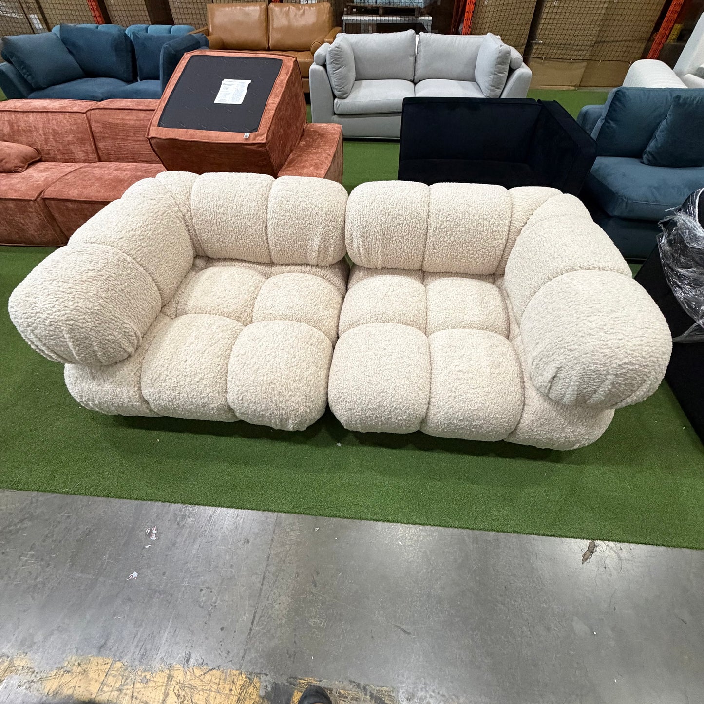 Belia Custom Loveseat - Shearling: Almond