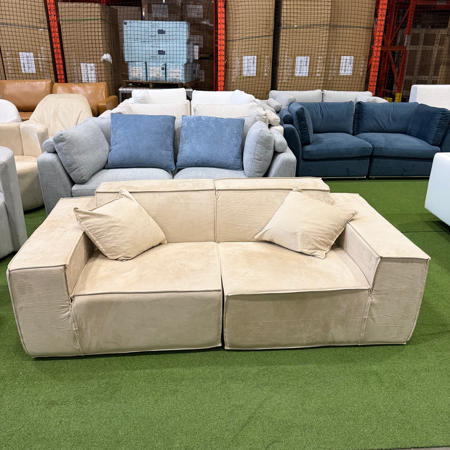 M1 Sofa Loveseat - Venice Vegan Suede: Latte