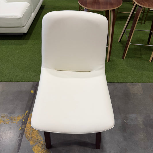 Aubrey Side Chair - PU Leather: Monaco White, Walnut Stain