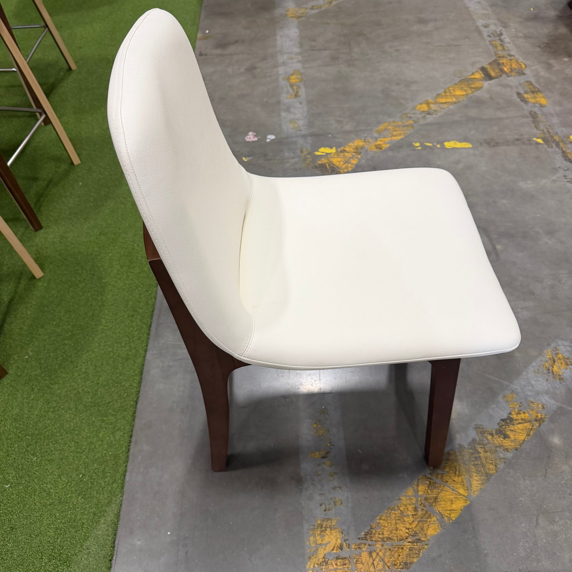 Aubrey Side Chair - PU Leather: Monaco White, Walnut Stain