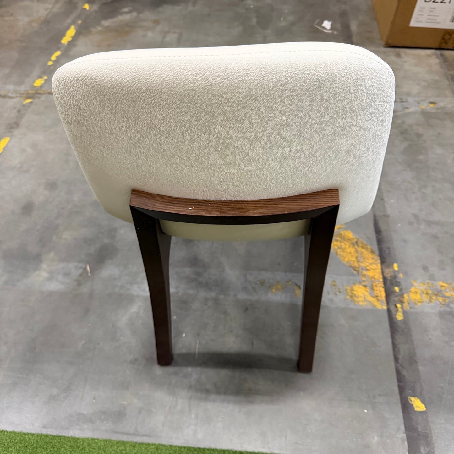 Aubrey Side Chair - PU Leather: Monaco White, Walnut Stain