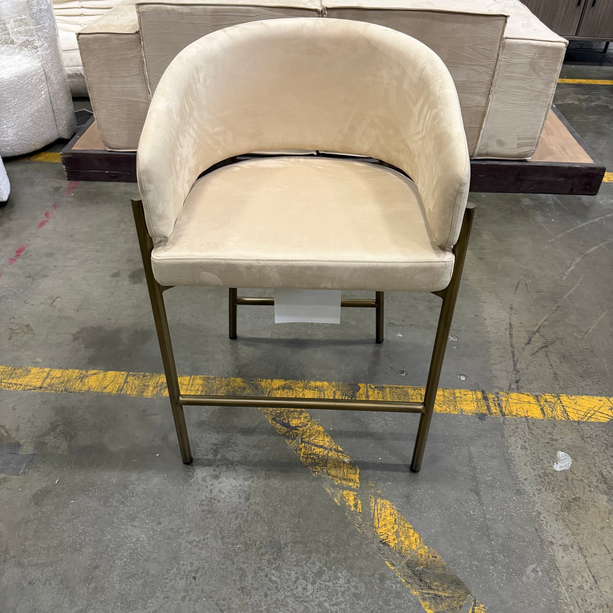 Solana Counter Stool - Venice Vegan Suede: Latte, Antique Brushed Brass