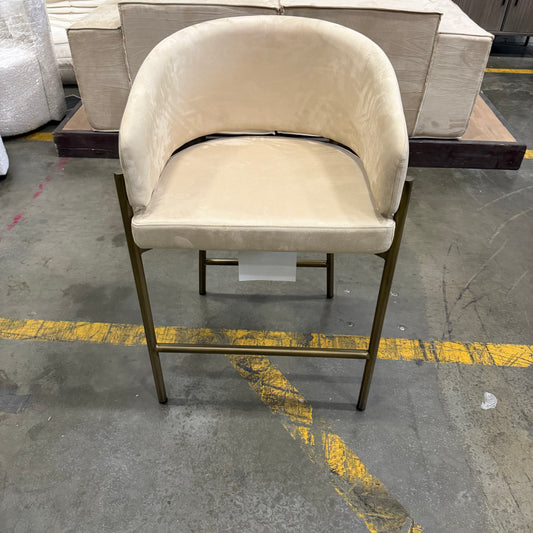 Solana Counter Stool - Venice Vegan Suede: Latte, Antique Brushed Brass Base