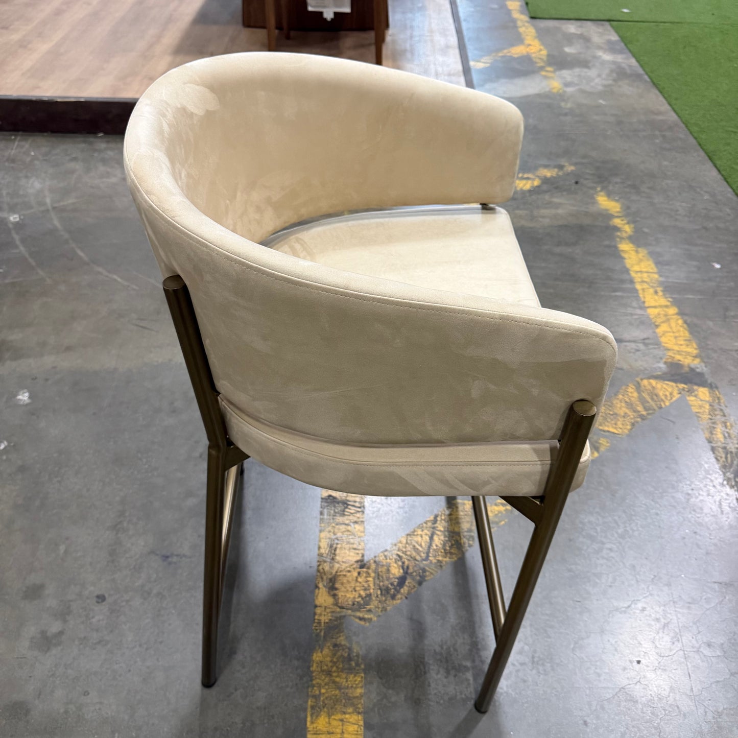 Solana Counter Stool - Venice Vegan Suede: Latte, Antique Brushed Brass