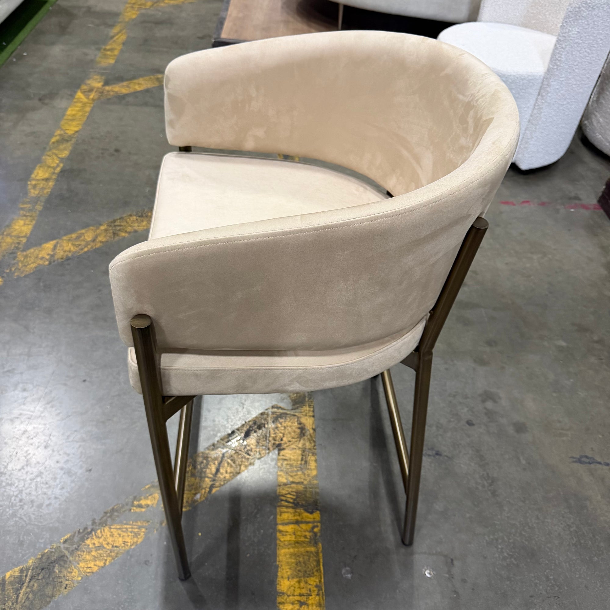 Solana Counter Stool - Venice Vegan Suede: Latte, Antique Brushed Brass