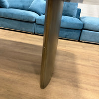 Solana Dining Table - White Calacatta Ceramic, Antique Brushed Brass Base, 71" | 180cm