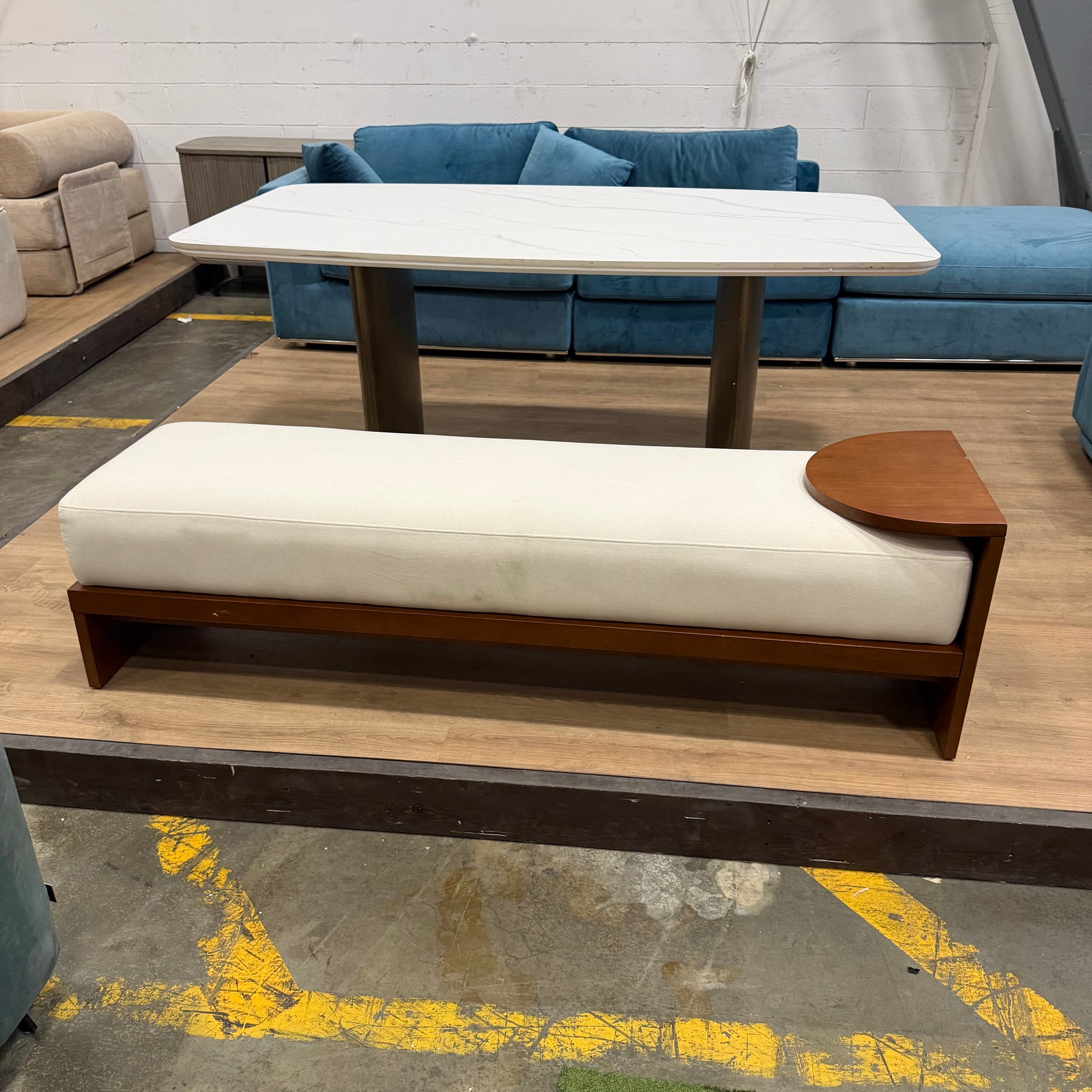 Tola Bench - Modern Felt: Alesund, Walnut Stain