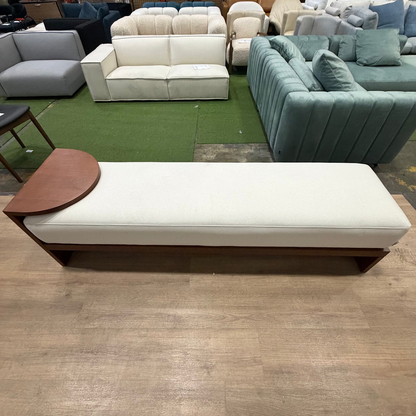 Tola Bench - Modern Felt: Alesund, Walnut Stain