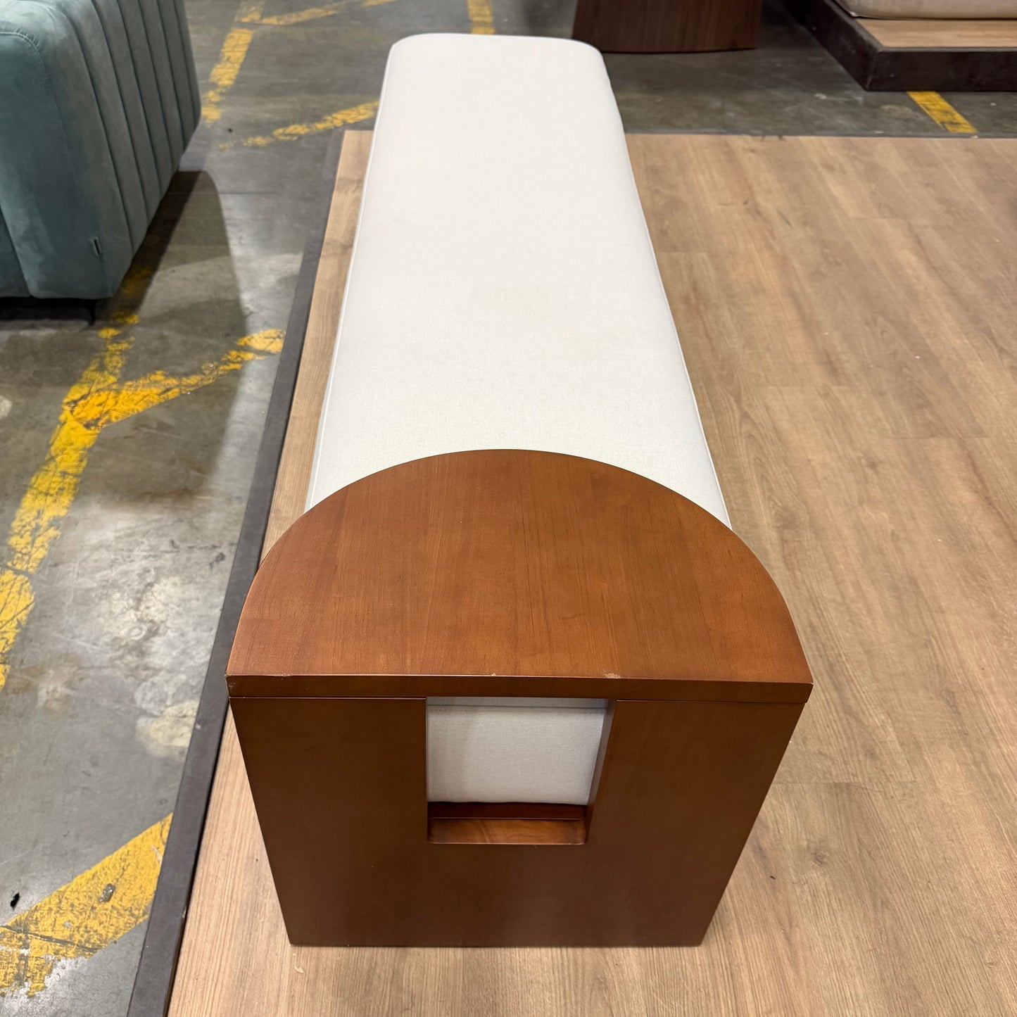 Tola Bench - Modern Felt: Alesund, Walnut Stain