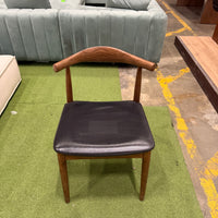 Elbow Chair - PU Leather: Monaco Black, Walnut Stain