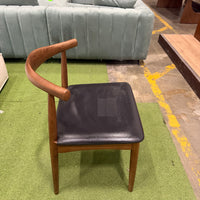 Elbow Chair - PU Leather: Monaco Black, Walnut Stain