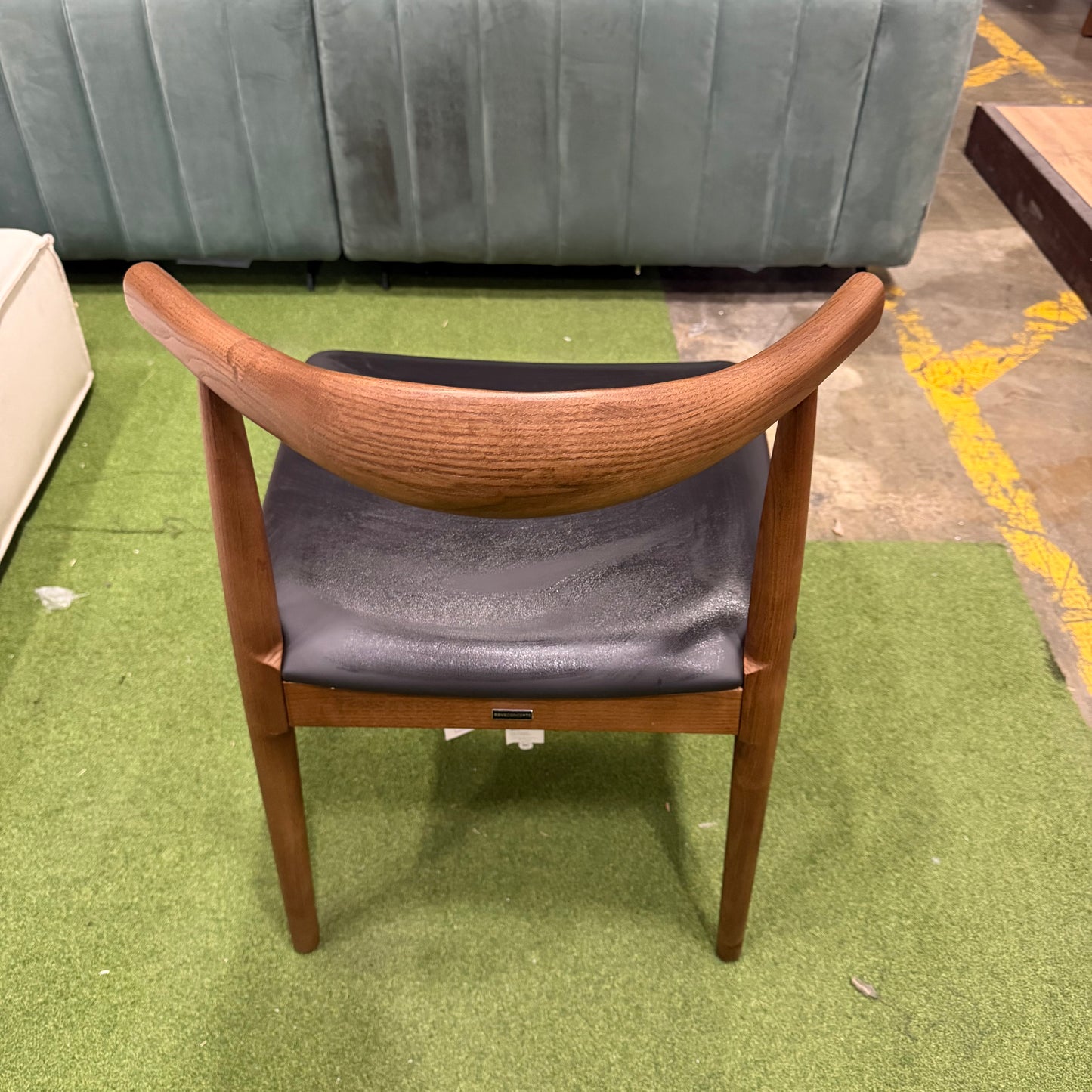 Elbow Chair - PU Leather: Monaco Black, Walnut Stain