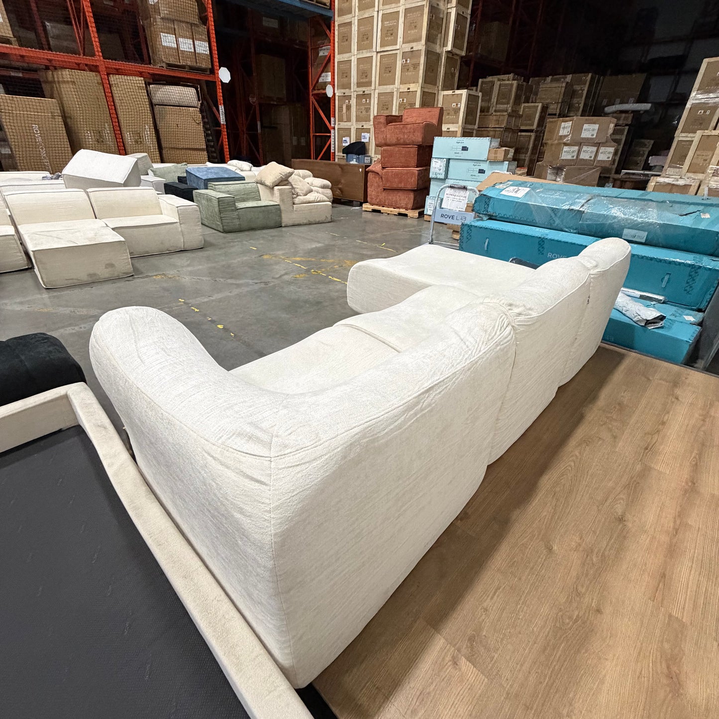 Atelier Sectional Sofa - Performance Weave: Helium Cloud, Left Hand Facing