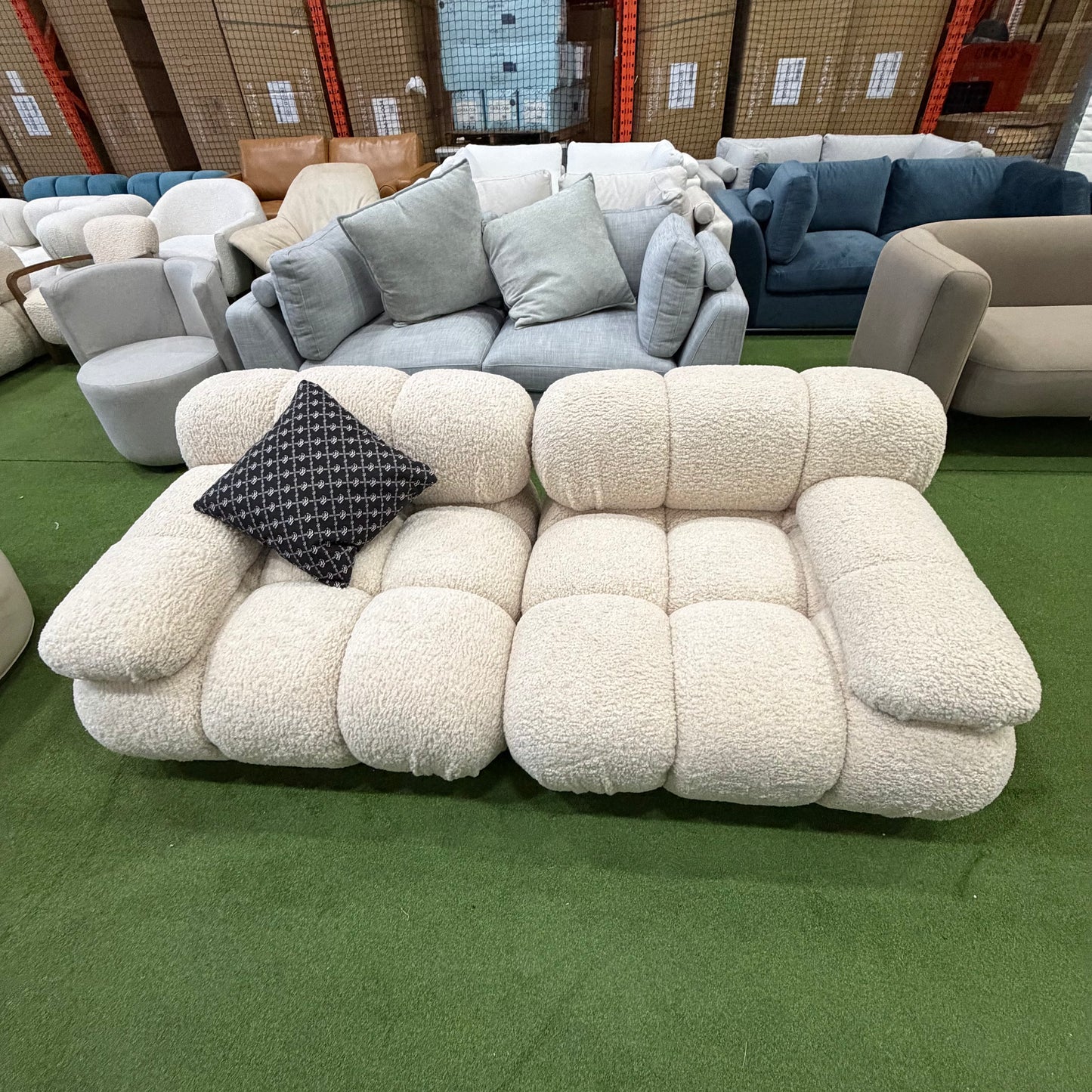 Belia Custom Loveseat - Sherling: Almond