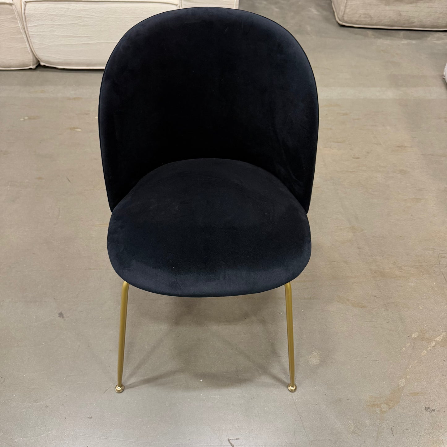 Iris Chair (Essentials) - Plush Velvet: Black, Brass Base