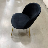 Iris Chair (Essentials) - Plush Velvet: Black, Brass Base