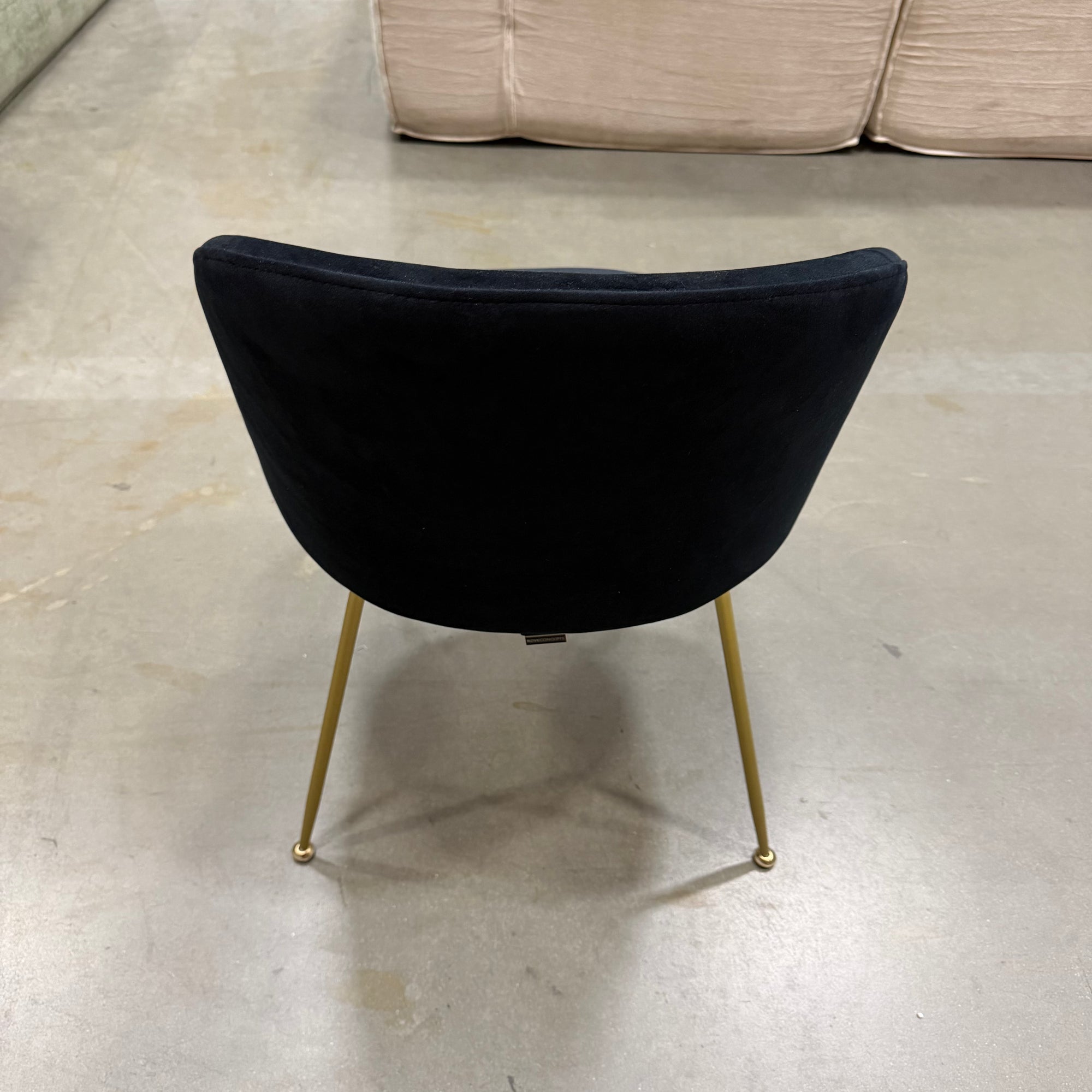 Iris Chair (Essentials) - Plush Velvet: Black, Brass Base