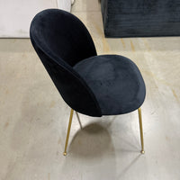 Iris Chair (Essentials) - Plush Velvet: Black, Brass Base