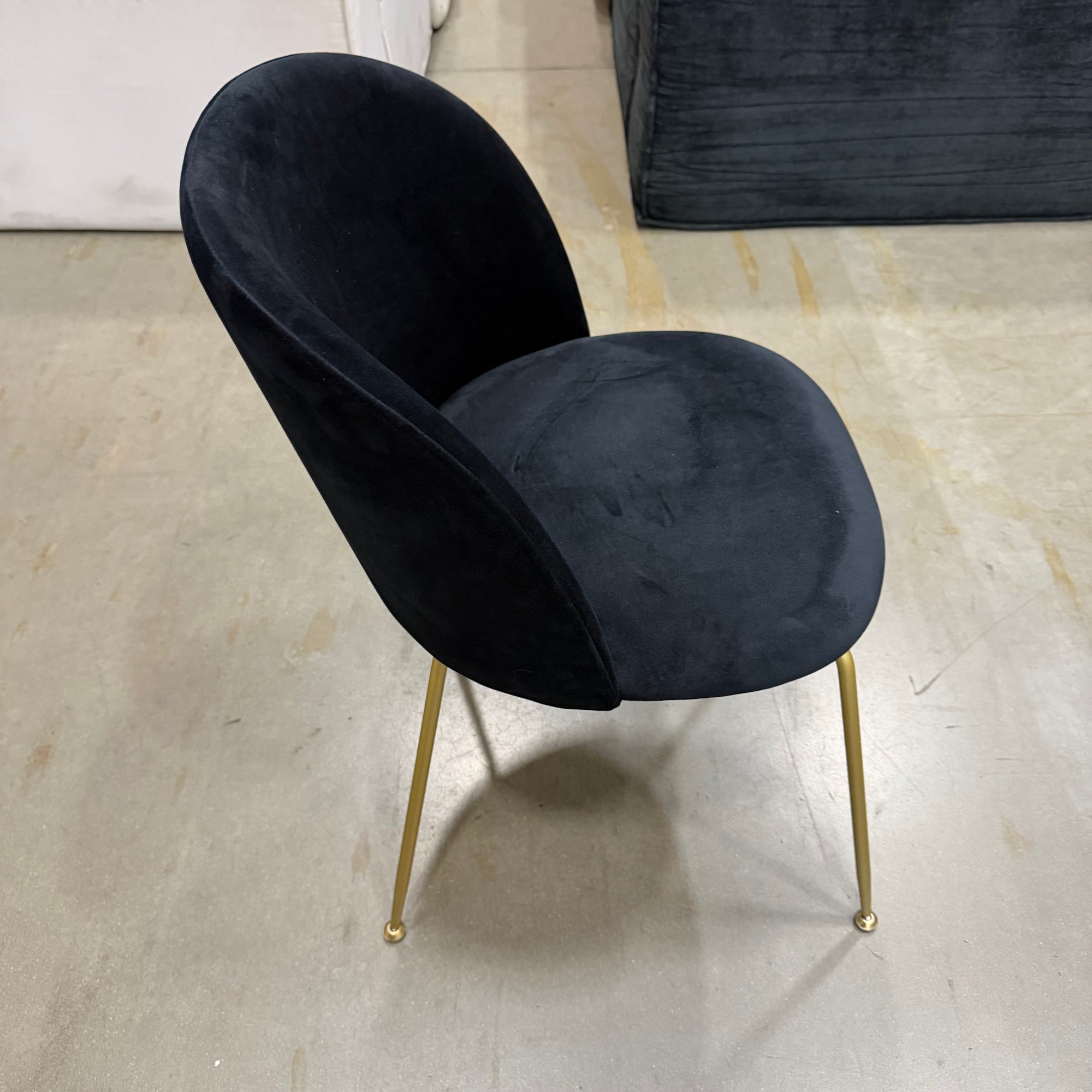 Iris Chair (Essentials) - Plush Velvet: Black, Brass Base