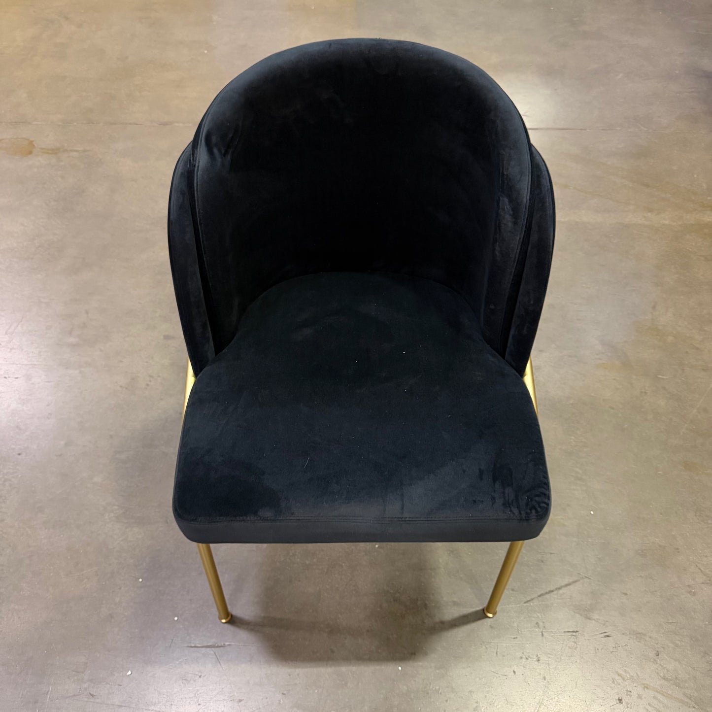 Angelo Dining Chair (Essentials) - Plush Velvet: Black, Brass Base