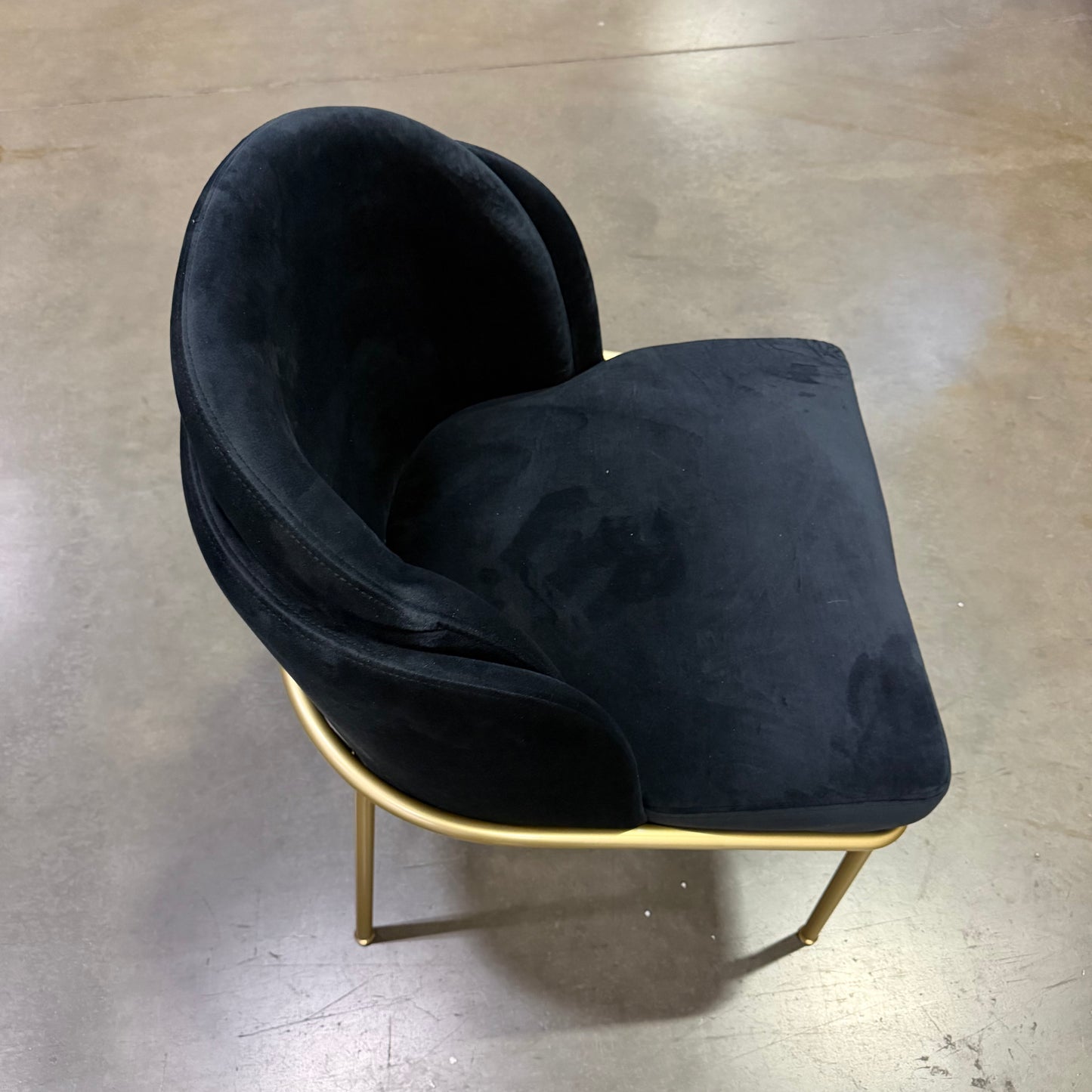 Angelo Dining Chair (Essentials) - Plush Velvet: Black, Brass Base