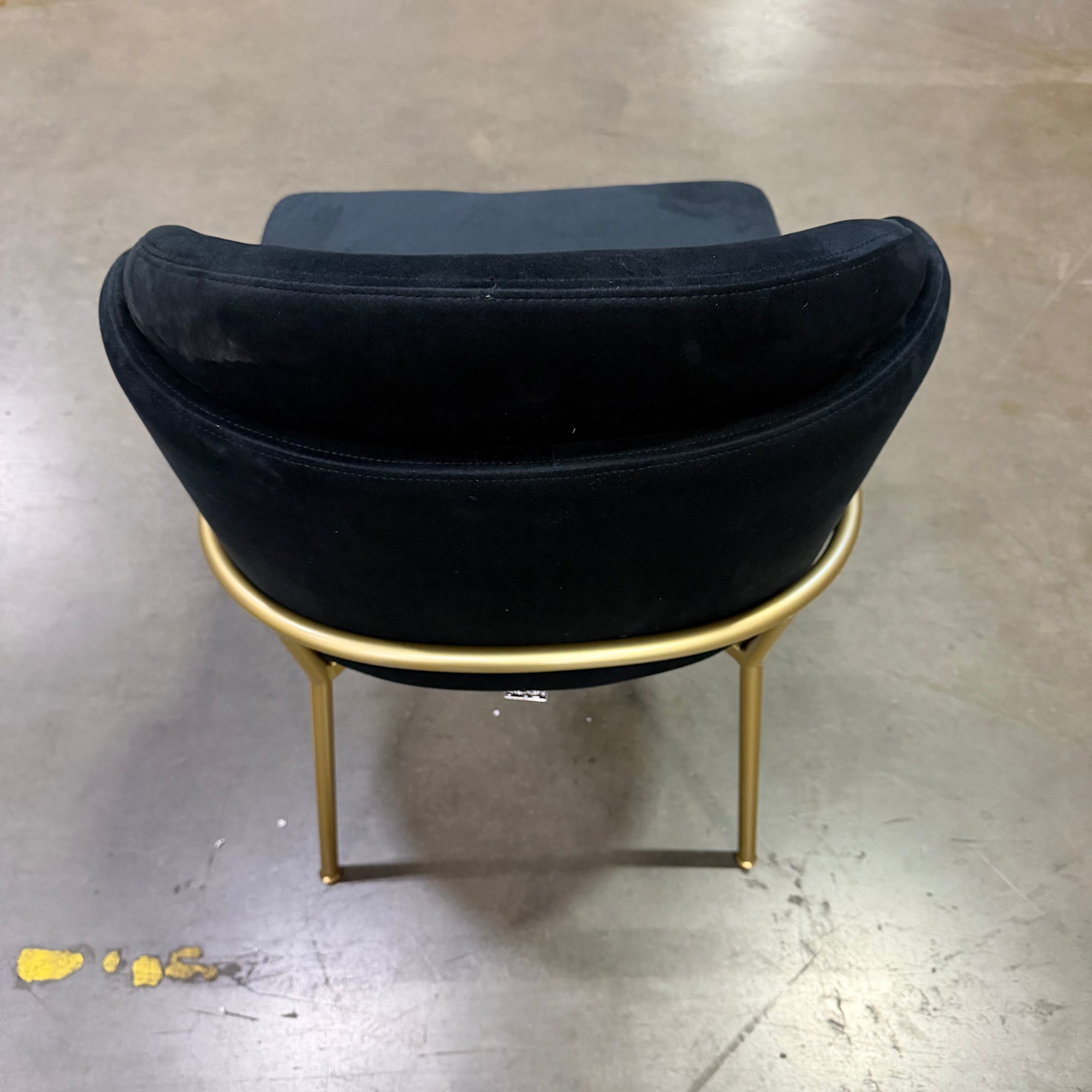 Angelo Dining Chair (Essentials) - Plush Velvet: Black, Brass Base