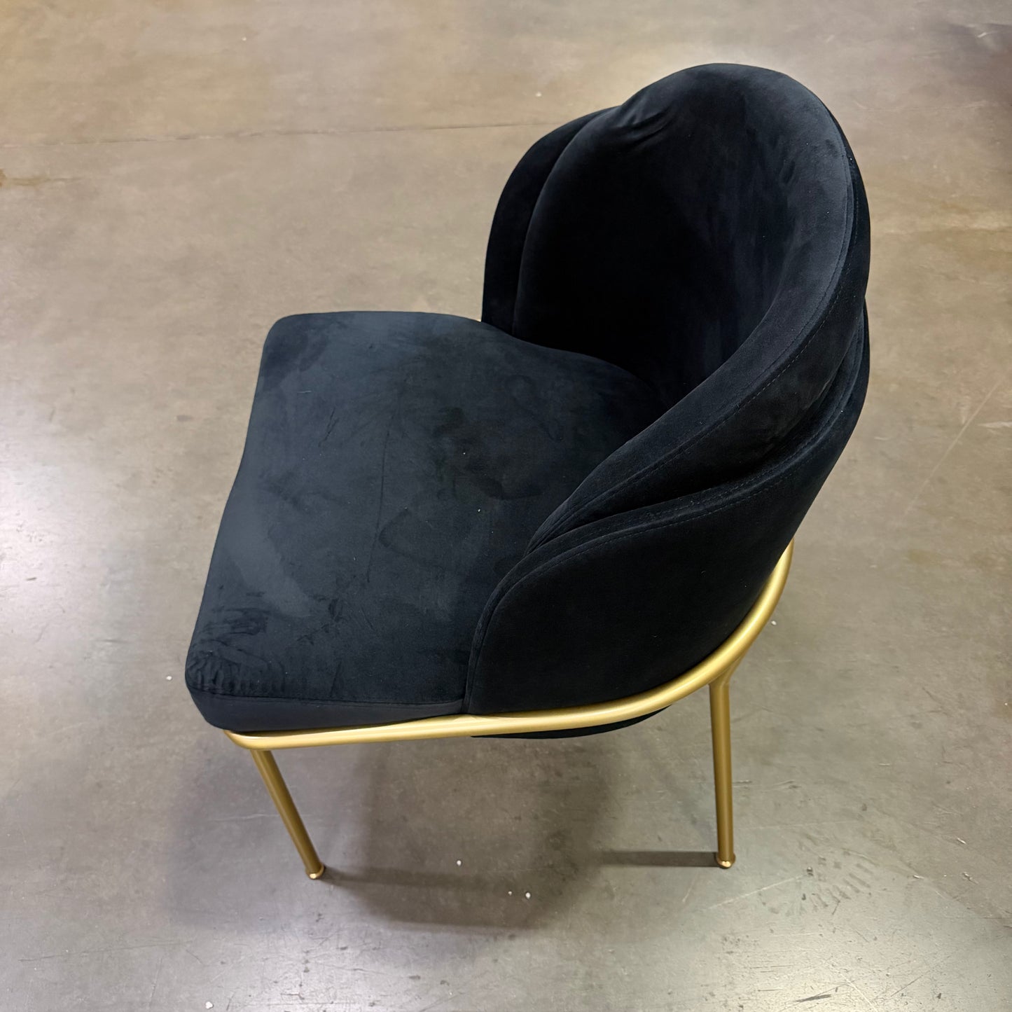Angelo Dining Chair (Essentials) - Plush Velvet: Black, Brass Base