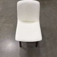 Aubrey Side Chair - PU Leather: Monaco White, Walnut Stain