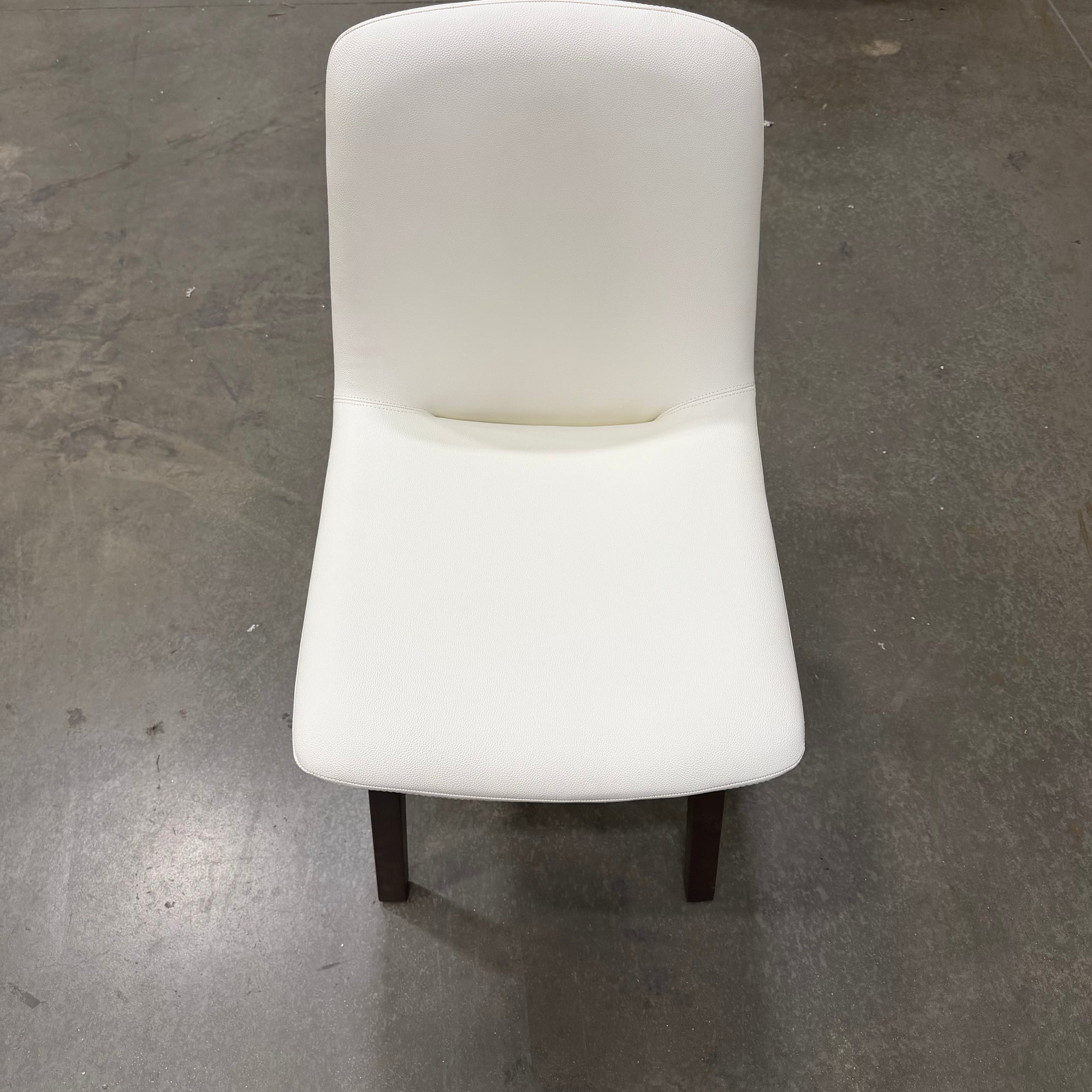 Aubrey Side Chair - PU Leather: Monaco White, Walnut Stain