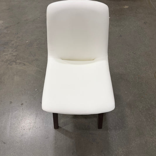 Aubrey Side Chair - PU Leather: Monaco White, Walnut Stain