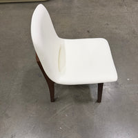 Aubrey Side Chair - PU Leather: Monaco White, Walnut Stain