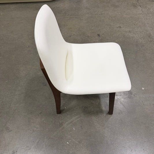 Aubrey Side Chair - PU Leather: Monaco White, Walnut Stain