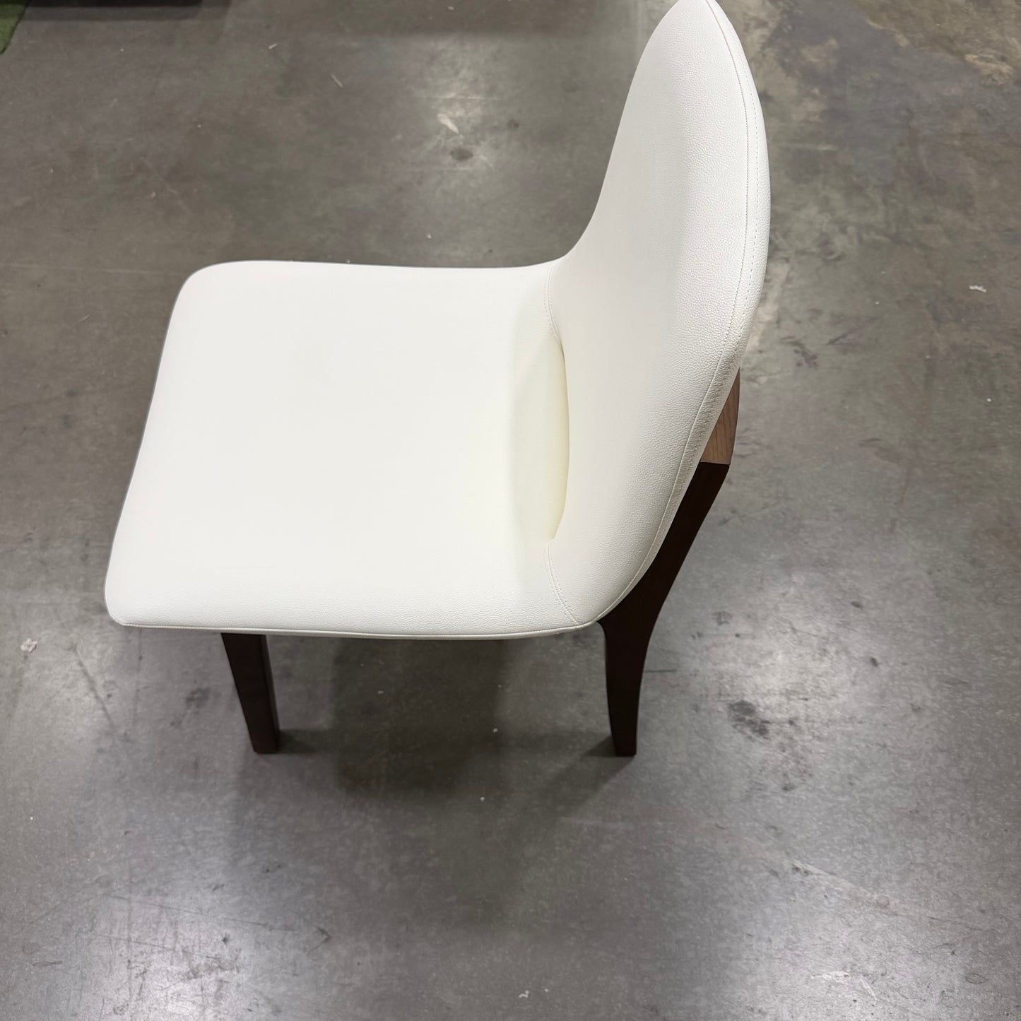 Aubrey Side Chair - PU Leather: Monaco White, Walnut Stain