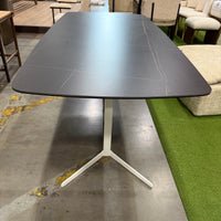 Elaine Dining Table - Black Pietra Ceramic, White Base, 71" | 180cm