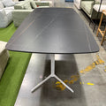 Elaine Dining Table - Black Pietra Ceramic, White Base, 71