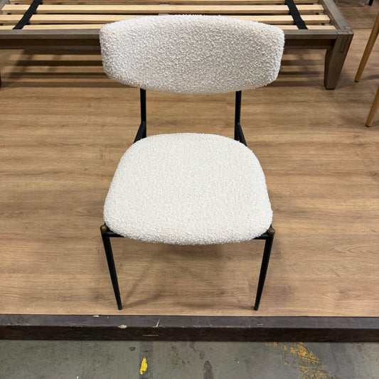 Geno Dining Chair - Chatou Bouclé: Pearl, Black Base