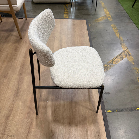 Geno Dining Chair - Chatou Bouclé: Pearl, Black Base