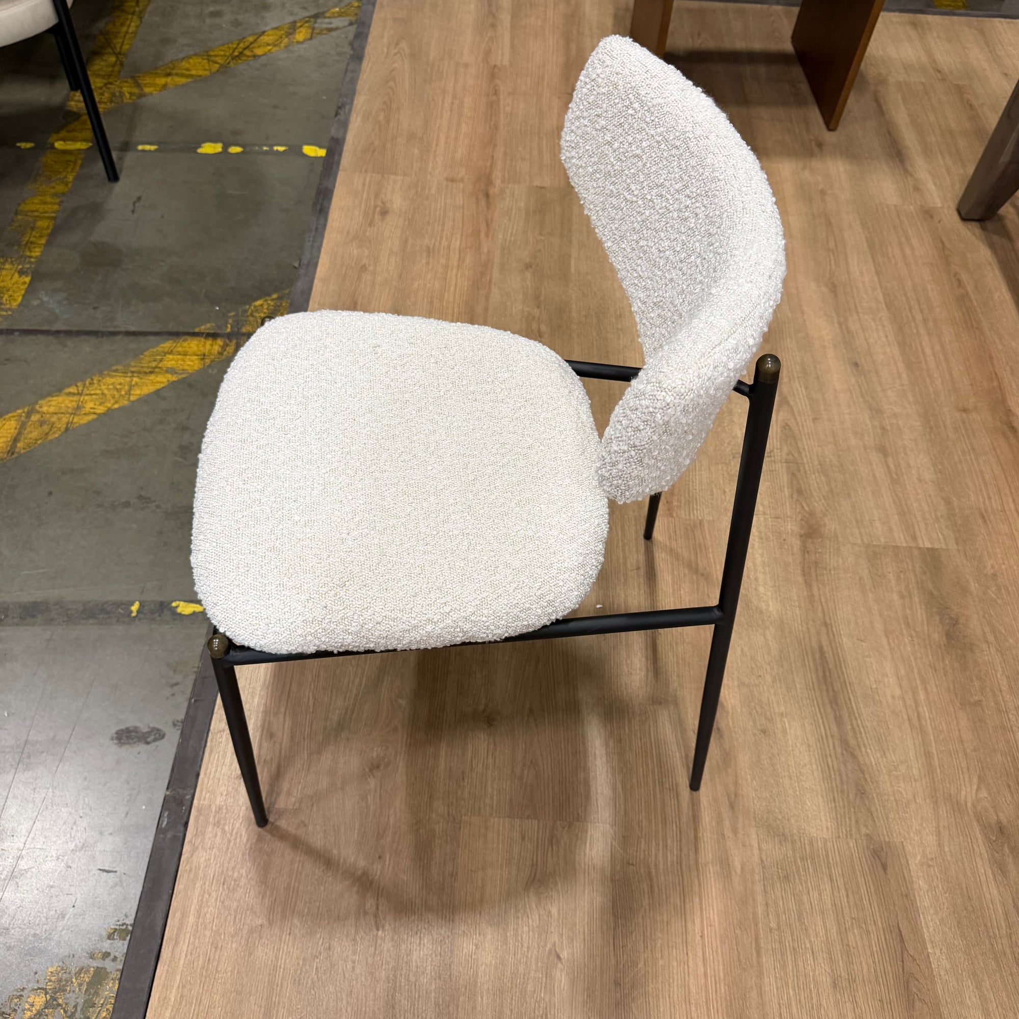 Geno Dining Chair - Chatou Bouclé: Pearl, Black Base