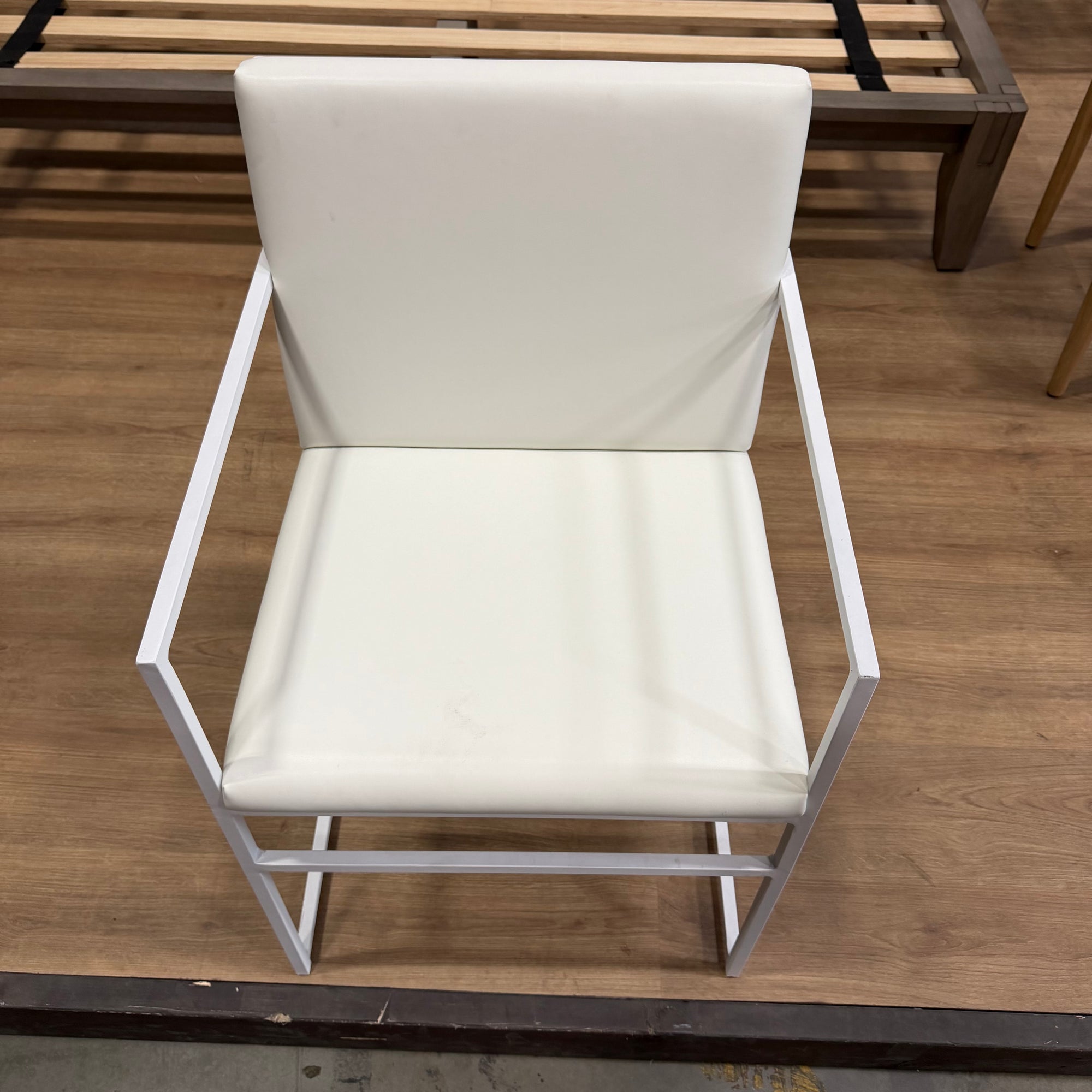 Parson Dining Chair - Microfiber Leather: Trento Eggshell, White Frame