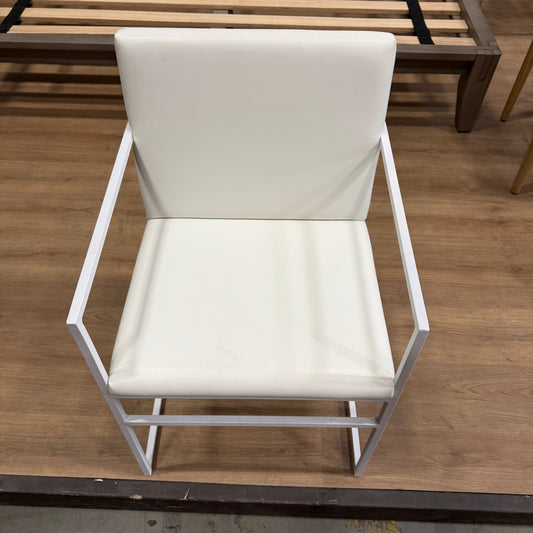 Parson Dining Chair - Microfiber Leather: Trento Eggshell, White Frame