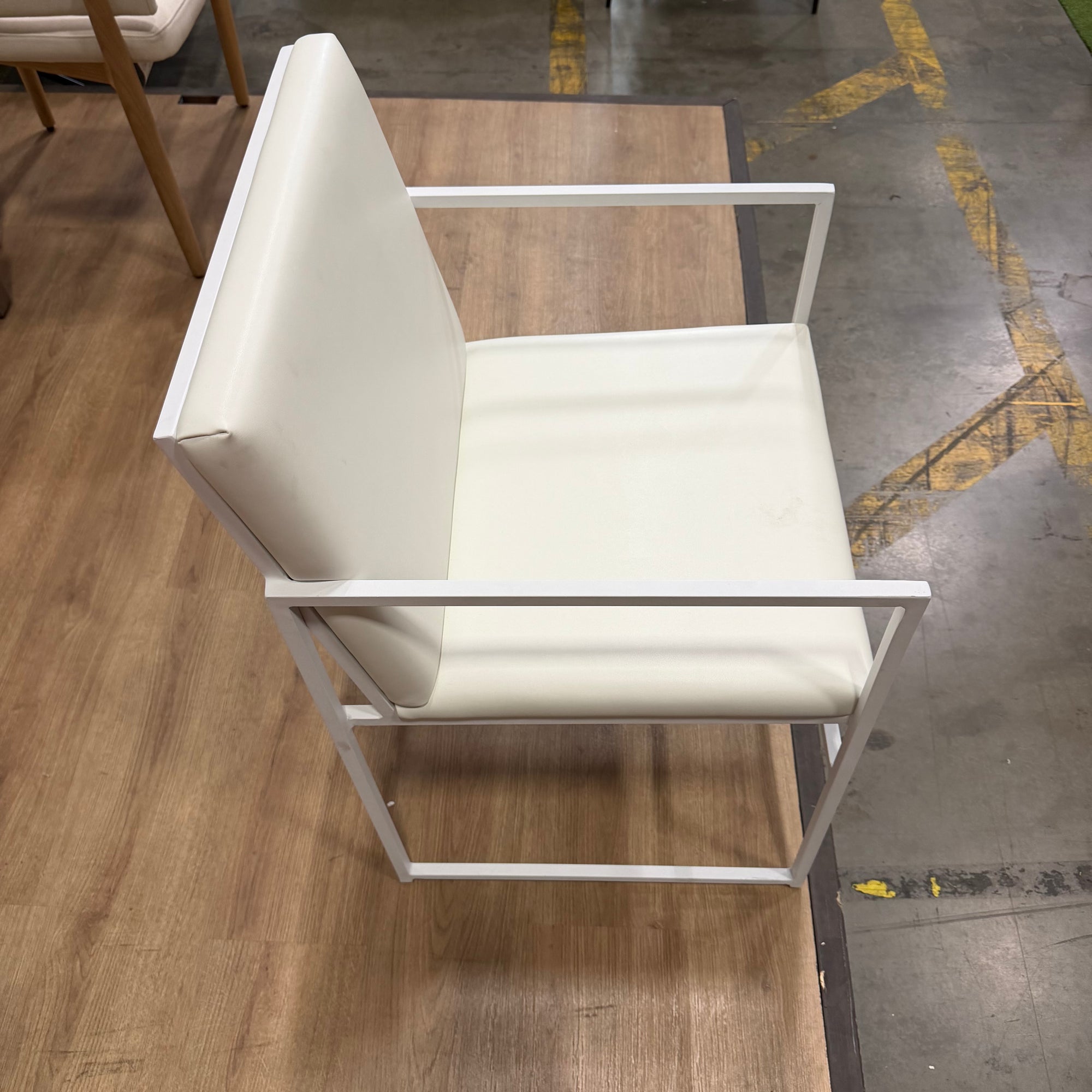 Parson Dining Chair - Microfiber Leather: Trento Eggshell, White Frame